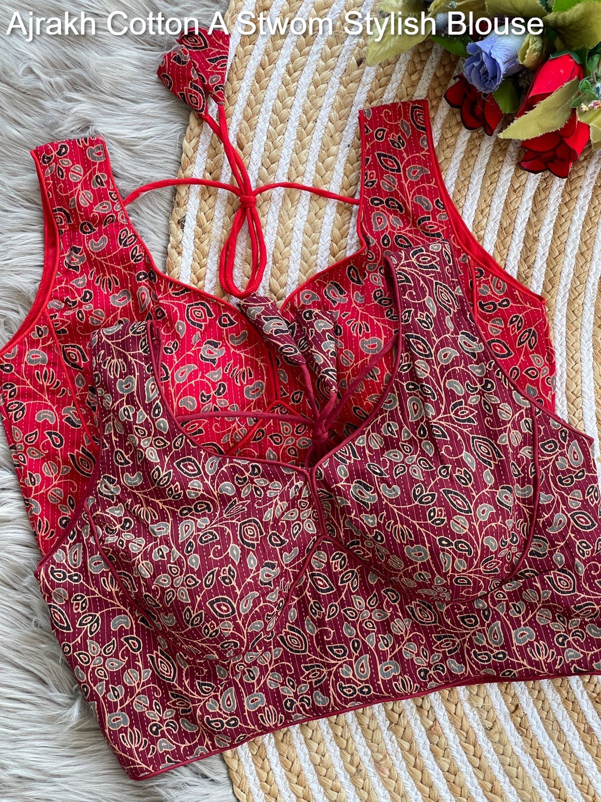 Ajrakh Cotton A Stwom Stylish Blouse