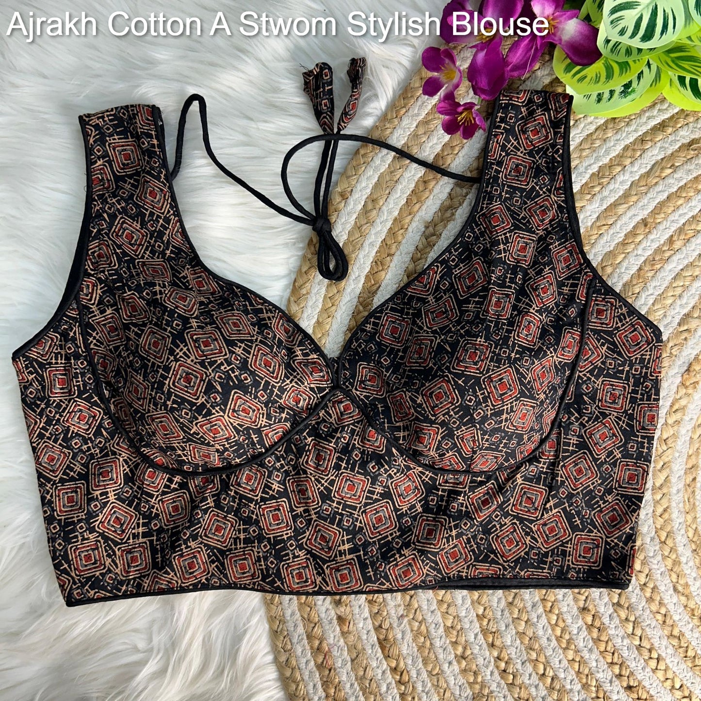 Ajrakh Cotton A Stwom Stylish Blouse