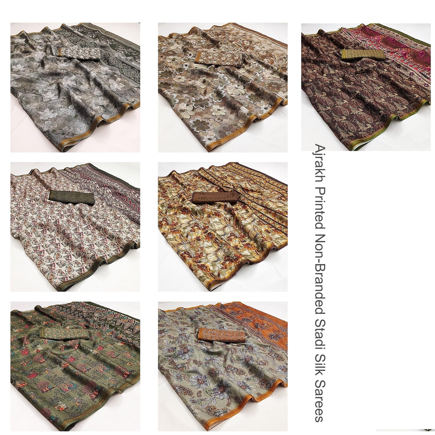 Ajrakh Printed Non-Branded Stadi Silk Sarees