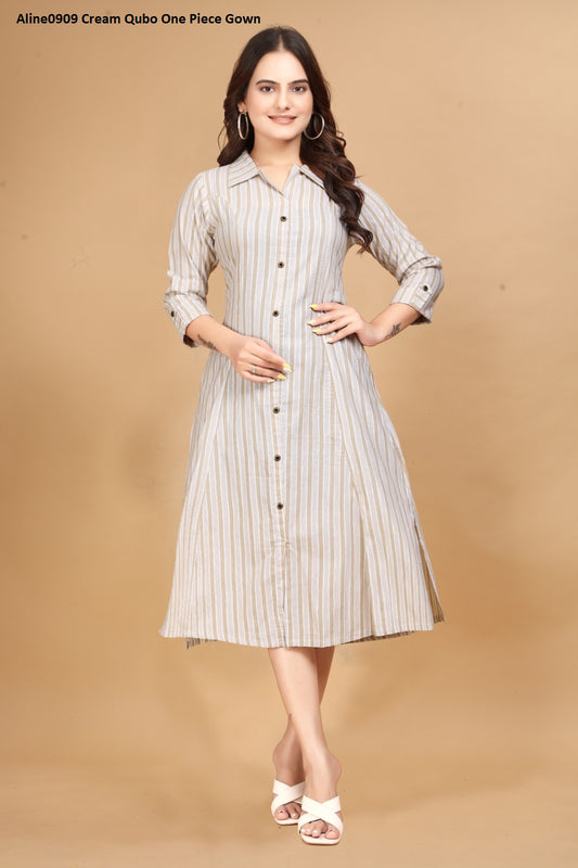 Aline0909 Cream Qubo One Piece Gown
