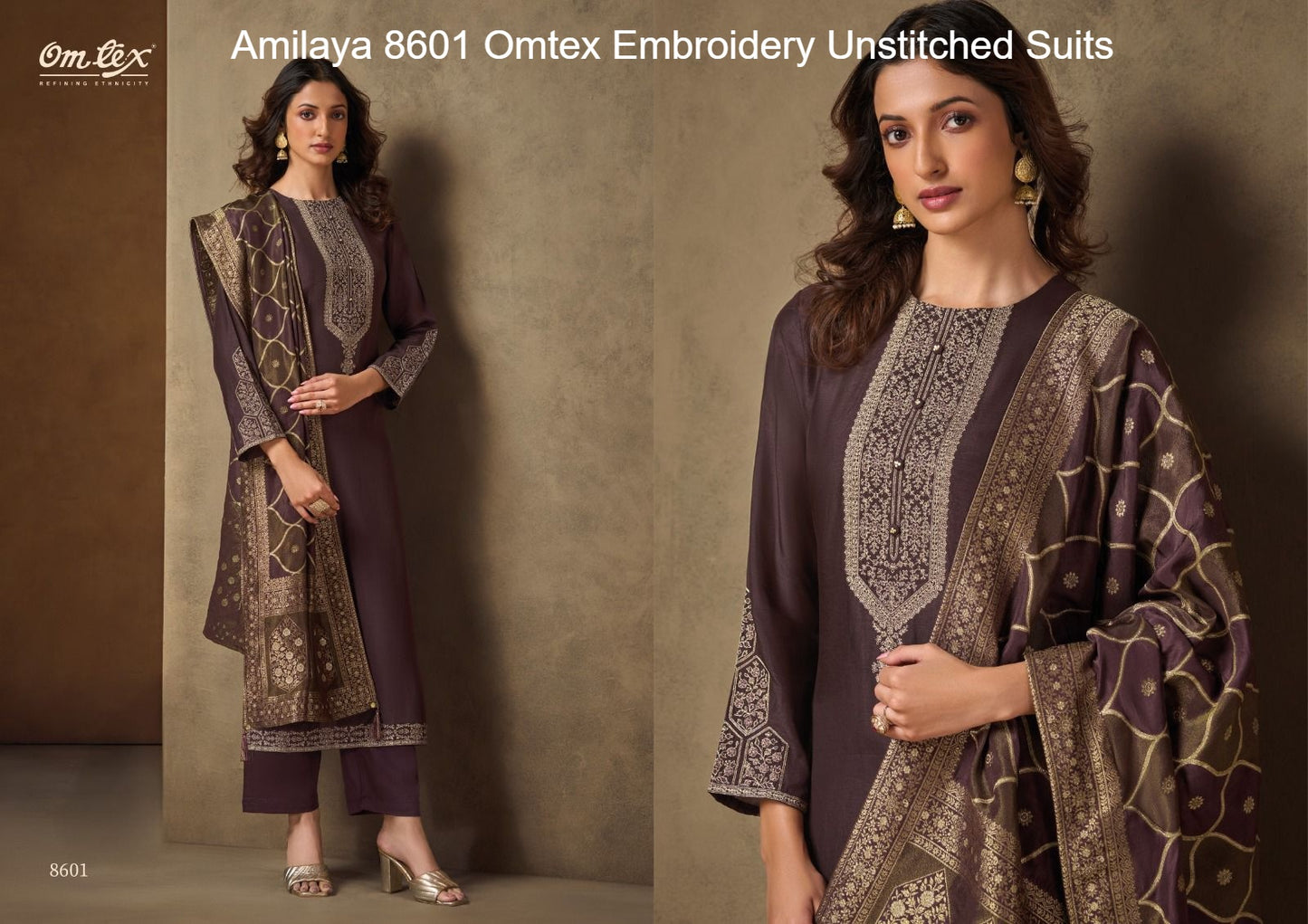 Amilaya 8601 Omtex Embroidery Unstitched Suits