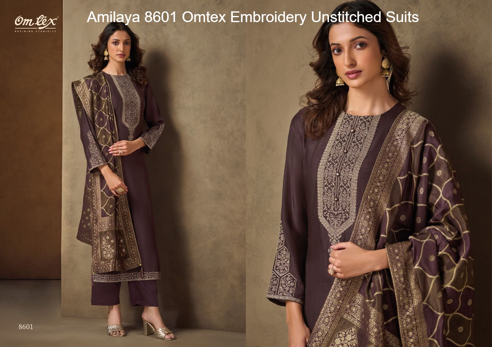 Amilaya 8601 Omtex Embroidery Unstitched Suits