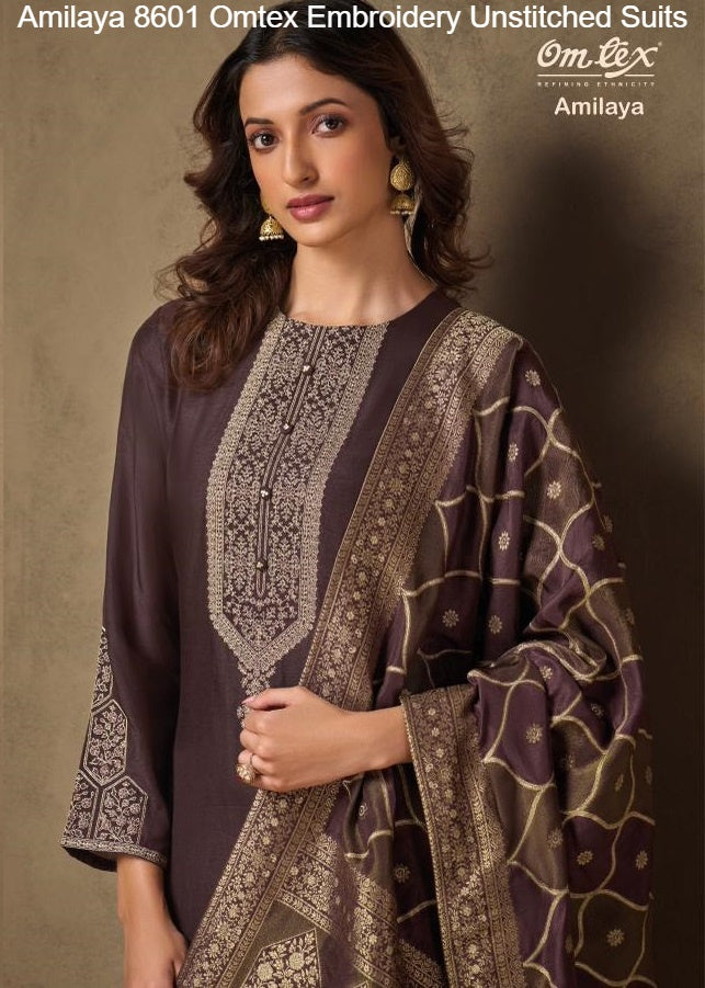 Amilaya 8601 Omtex Embroidery Unstitched Suits