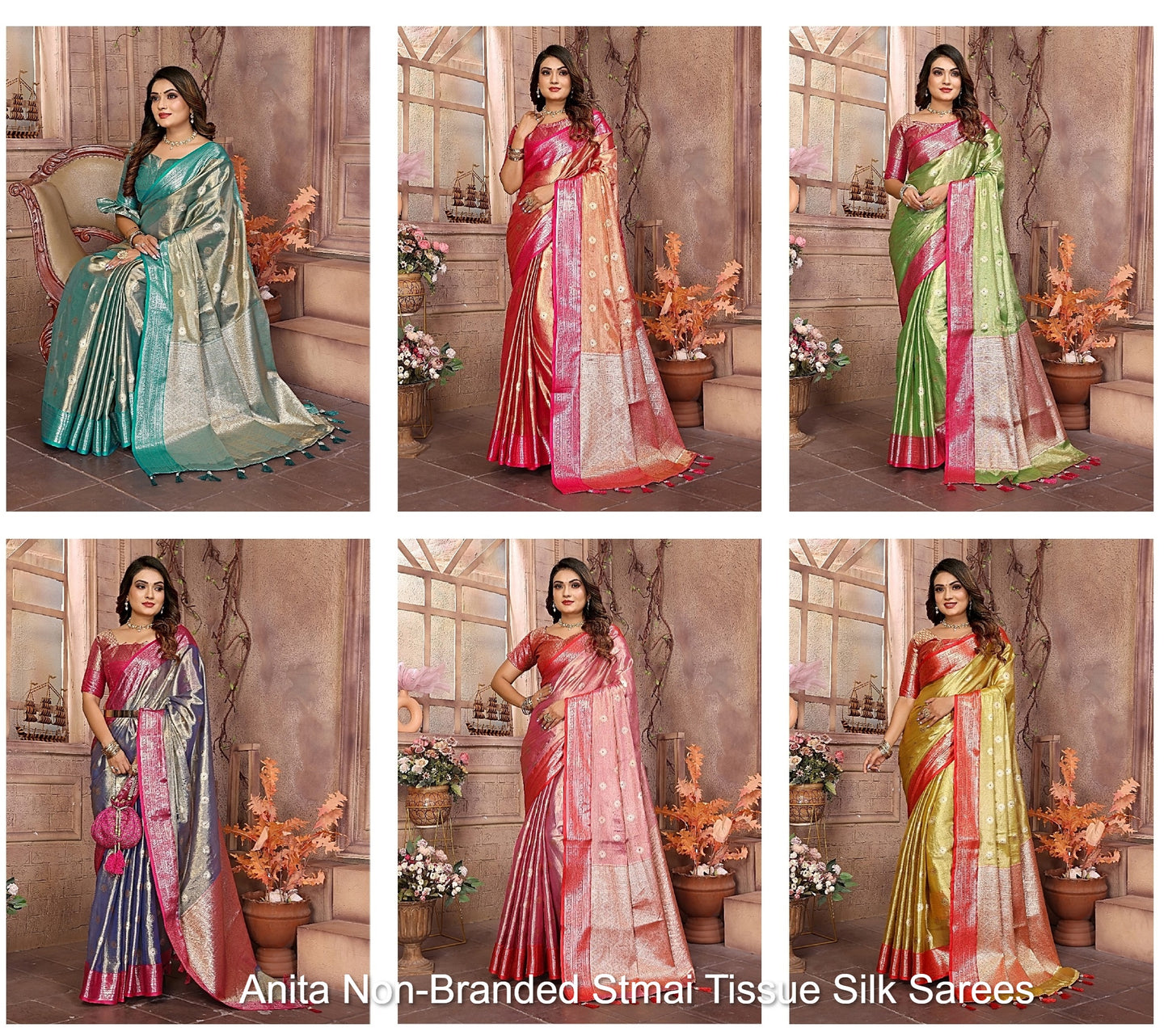 Anita Non-Branded Stmai Tissue Silk Sarees