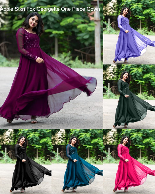 Apple Stkri Fox Georgette One Piece Gown
