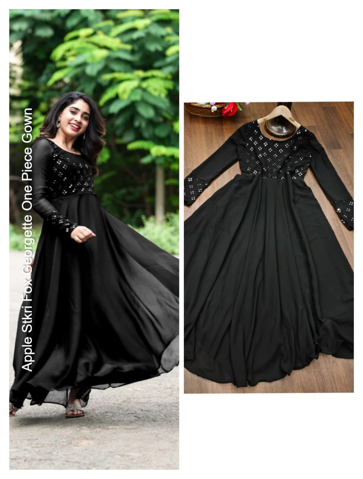 Apple Stkri Fox Georgette One Piece Gown