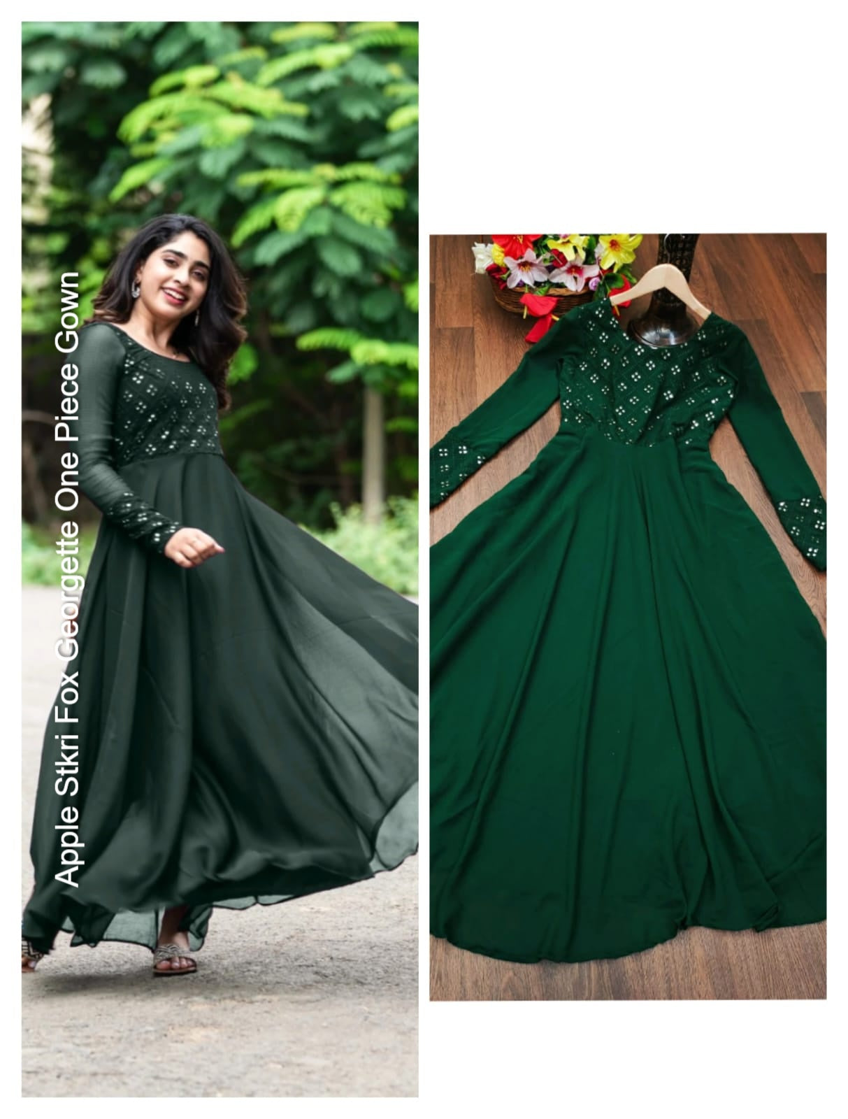 Apple Stkri Fox Georgette One Piece Gown
