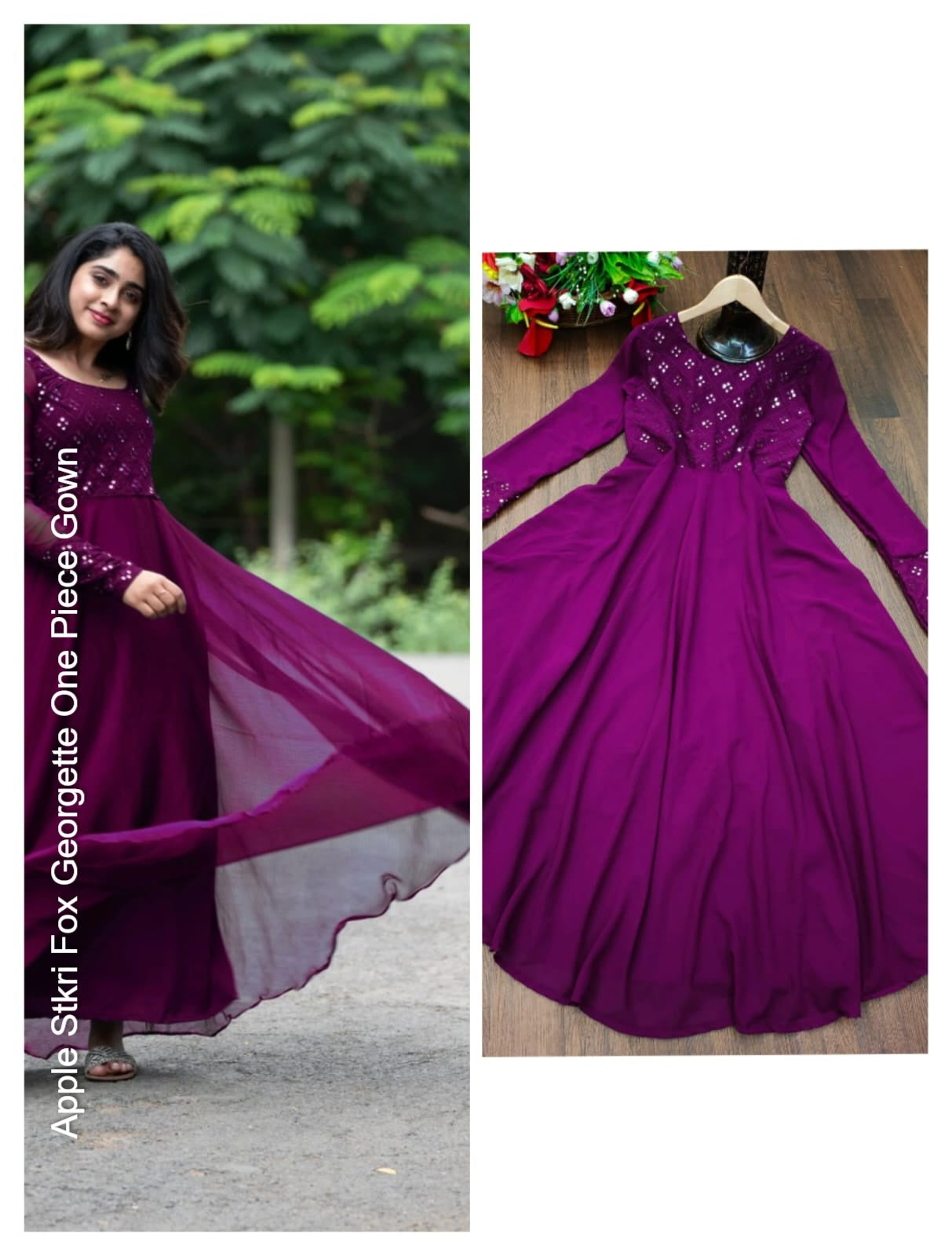 Apple Stkri Fox Georgette One Piece Gown