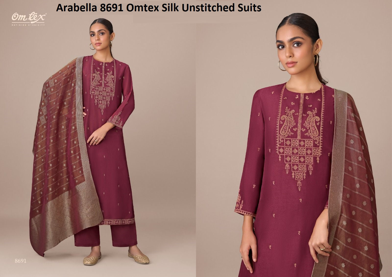 Arabella 8691 Omtex Silk Unstitched Suits