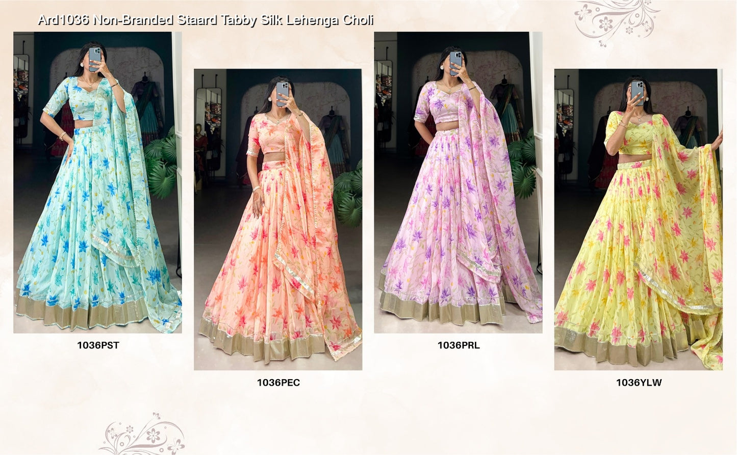 Ard1036 Non-Branded Staard Tabby Silk Lehenga Choli