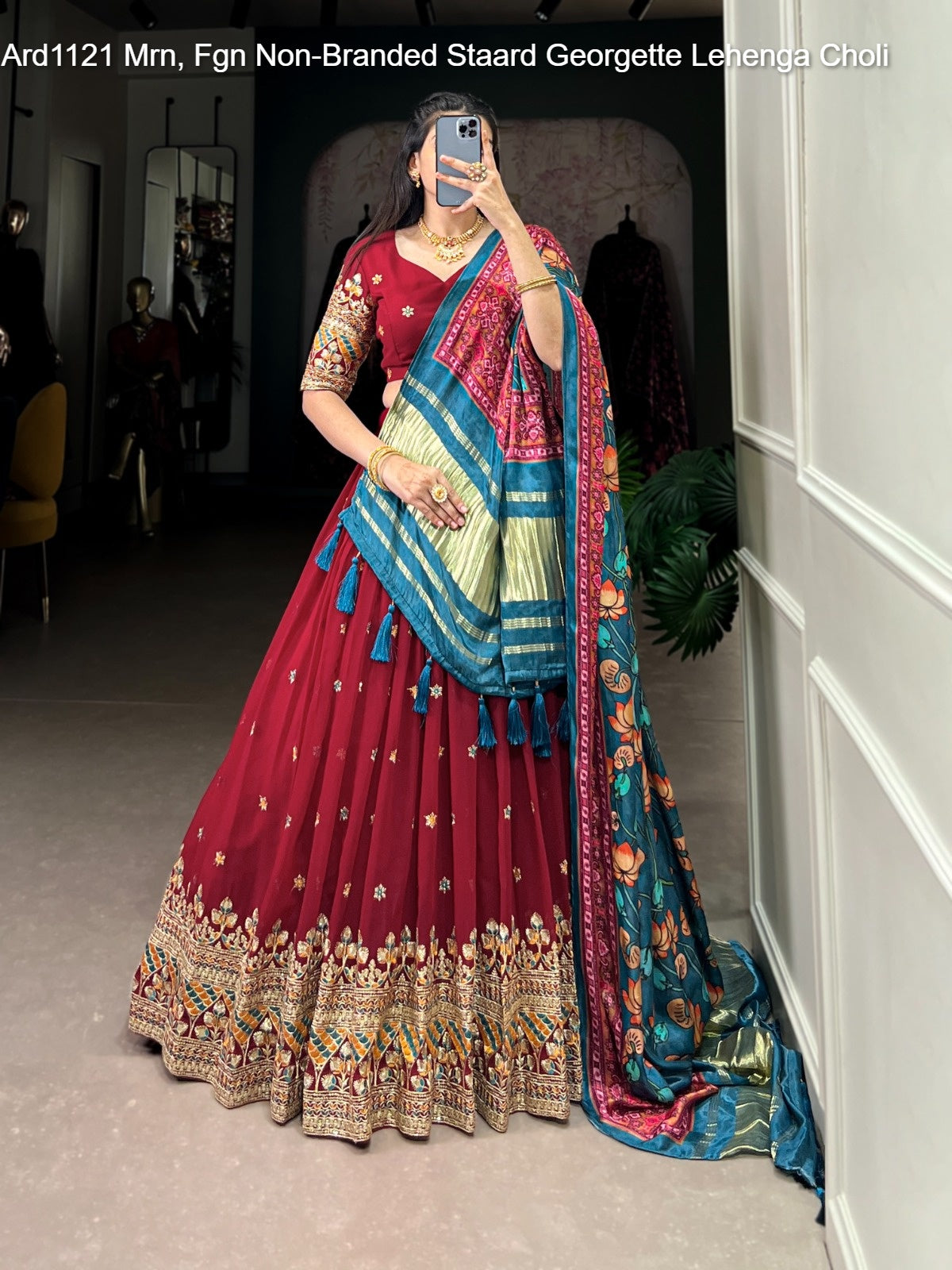 Ard1121 Mrn, Fgn Non-Branded Staard Georgette Lehenga Choli