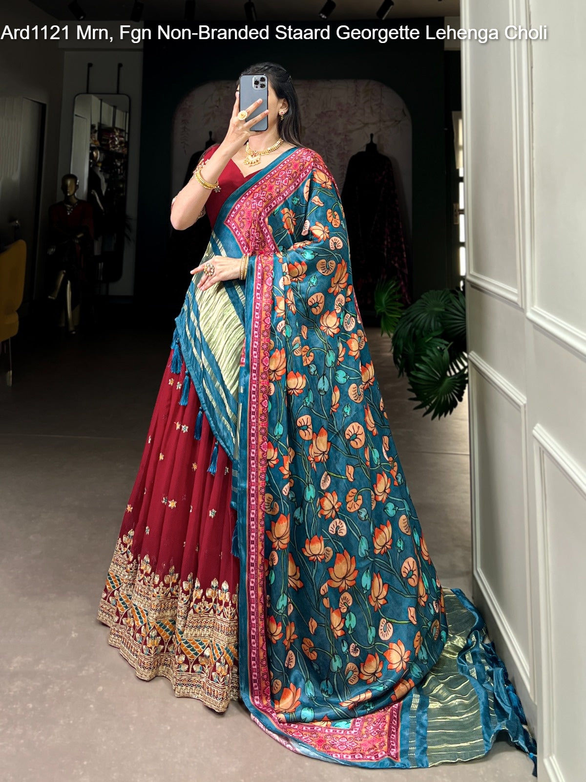 Ard1121 Mrn, Fgn Non-Branded Staard Georgette Lehenga Choli