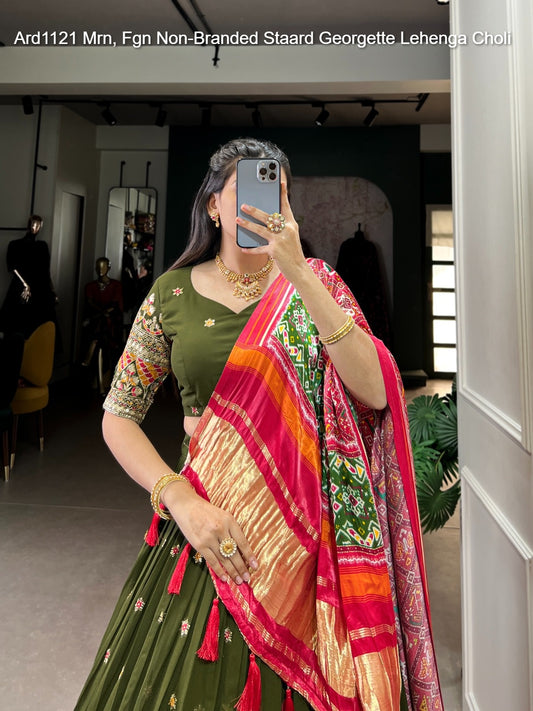 Ard1121 Mrn, Fgn Non-Branded Staard Georgette Lehenga Choli