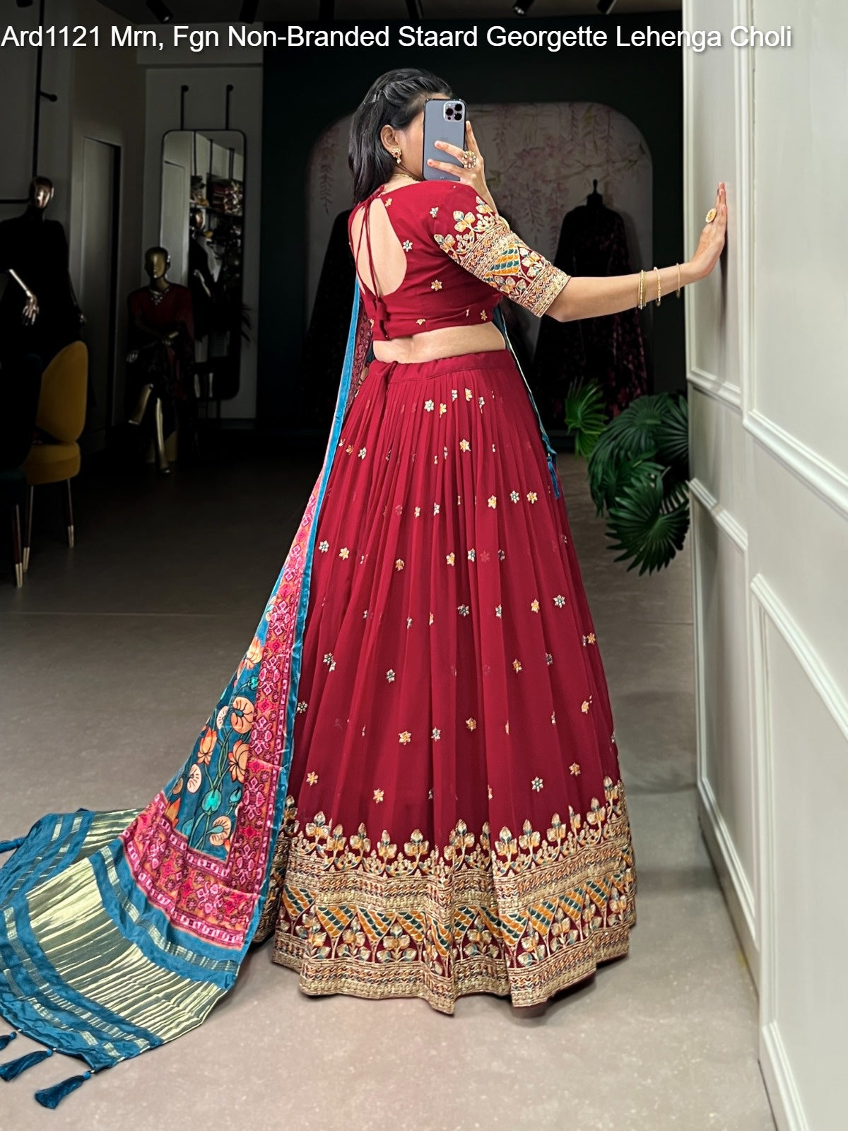 Ard1121 Mrn, Fgn Non-Branded Staard Georgette Lehenga Choli
