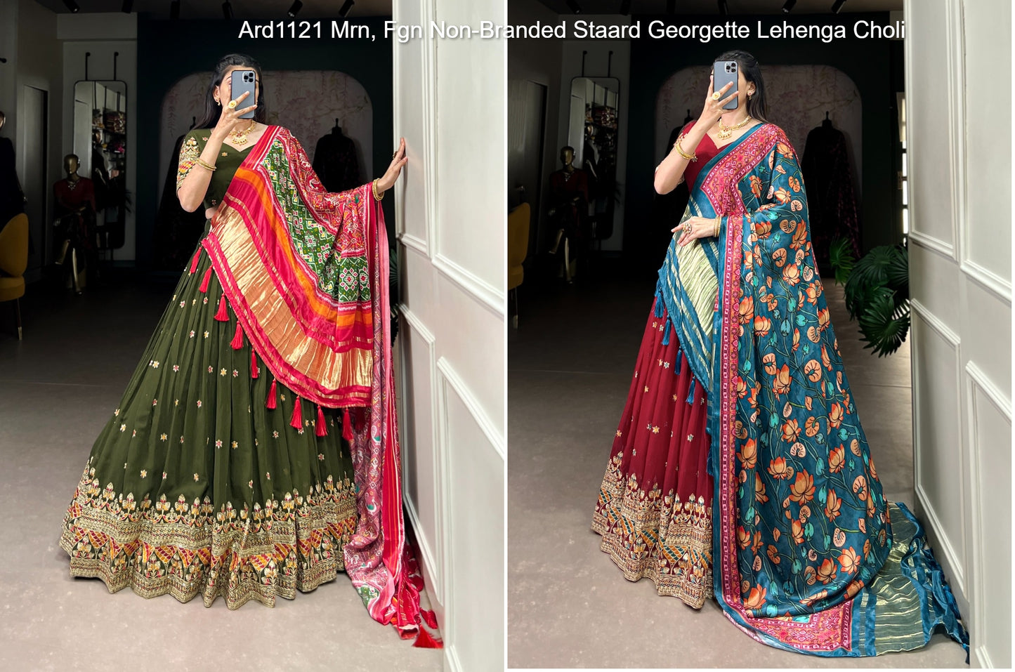 Ard1121 Mrn, Fgn Non-Branded Staard Georgette Lehenga Choli