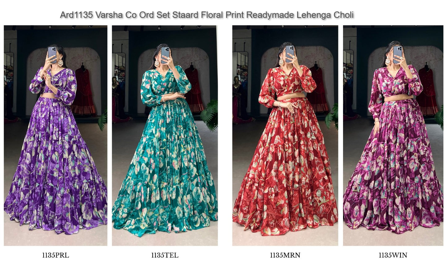 Ard1135 Varsha Co Ord Set Staard Floral Print Readymade Lehenga Choli