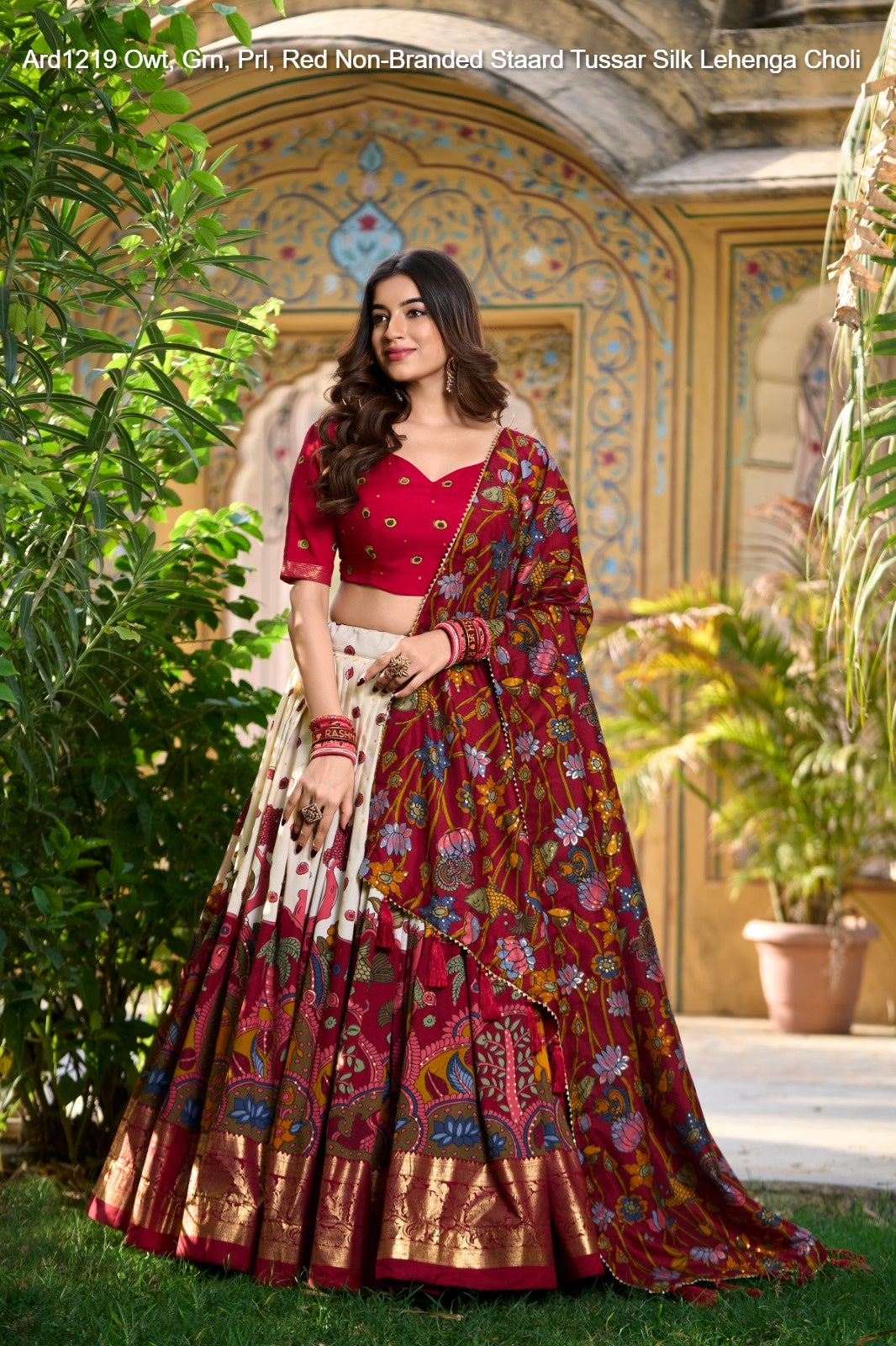 Ard1219 Owt, Grn, Prl, Red Non-Branded Staard Tussar Silk Lehenga Choli