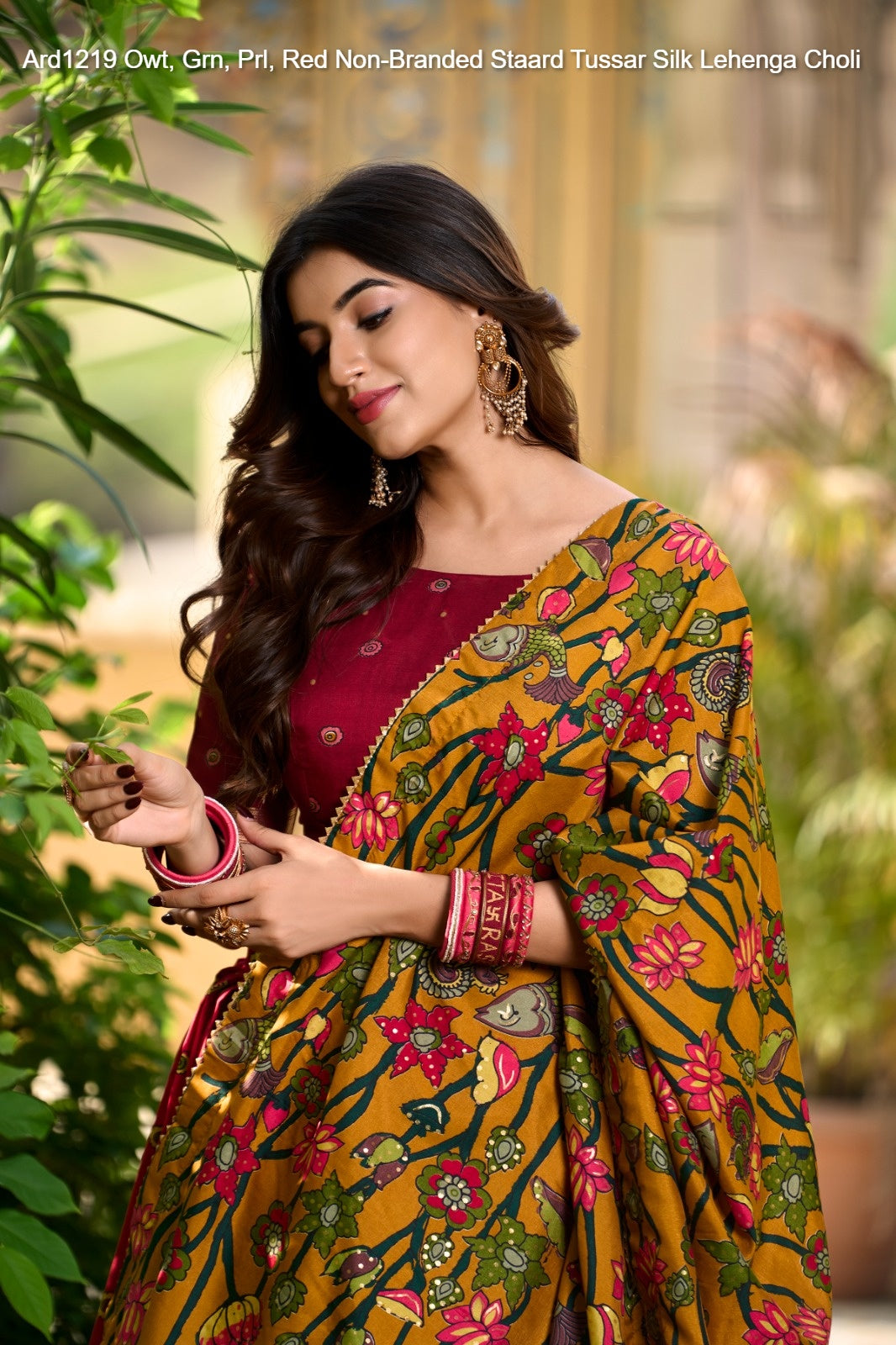 Ard1219 Owt, Grn, Prl, Red Non-Branded Staard Tussar Silk Lehenga Choli