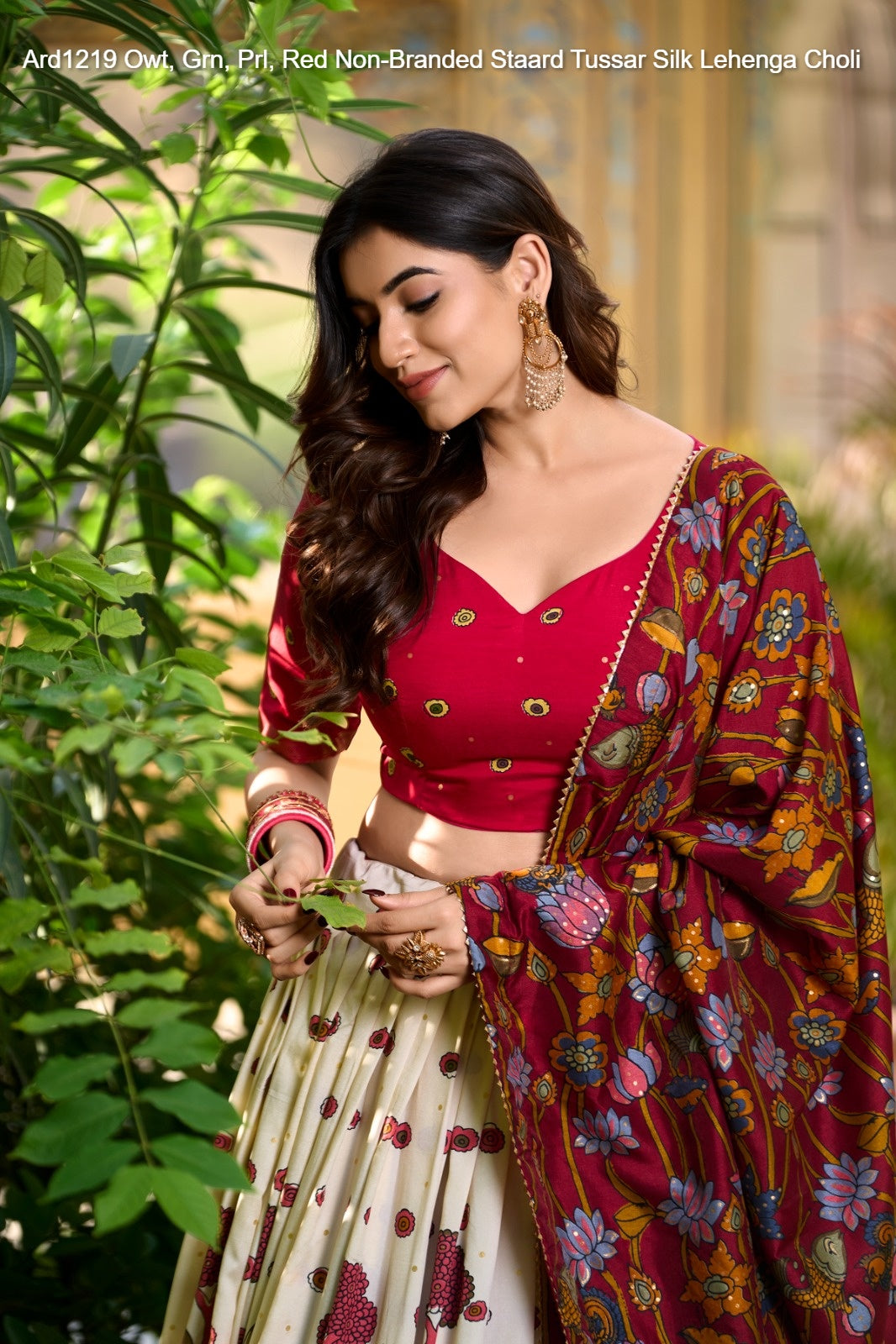 Ard1219 Owt, Grn, Prl, Red Non-Branded Staard Tussar Silk Lehenga Choli