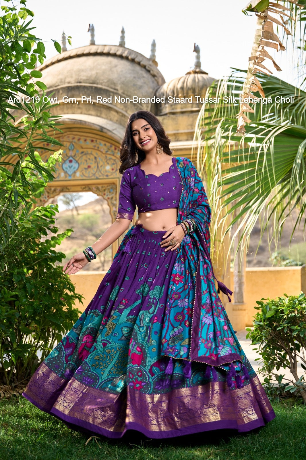 Ard1219 Owt, Grn, Prl, Red Non-Branded Staard Tussar Silk Lehenga Choli