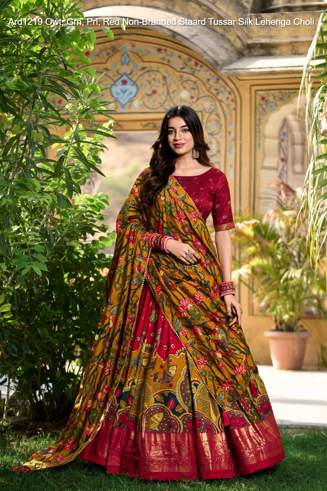 Ard1219 Owt, Grn, Prl, Red Non-Branded Staard Tussar Silk Lehenga Choli