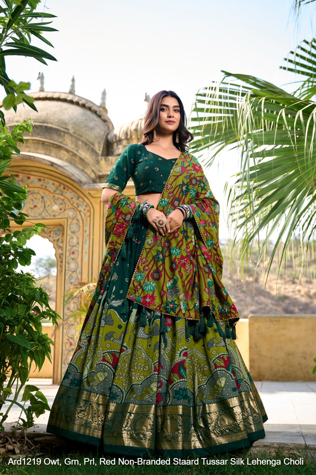 Ard1219 Owt, Grn, Prl, Red Non-Branded Staard Tussar Silk Lehenga Choli
