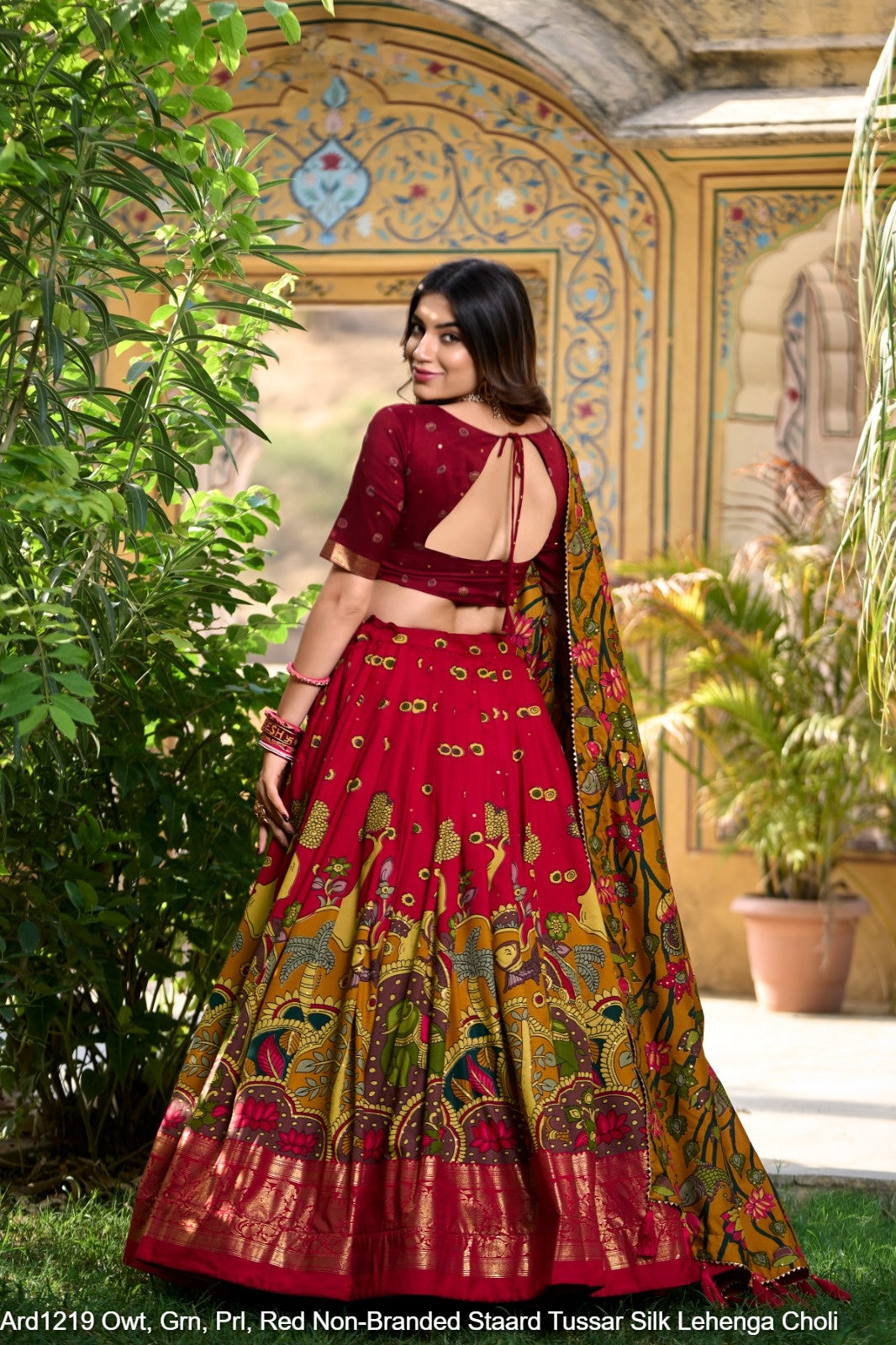 Ard1219 Owt, Grn, Prl, Red Non-Branded Staard Tussar Silk Lehenga Choli