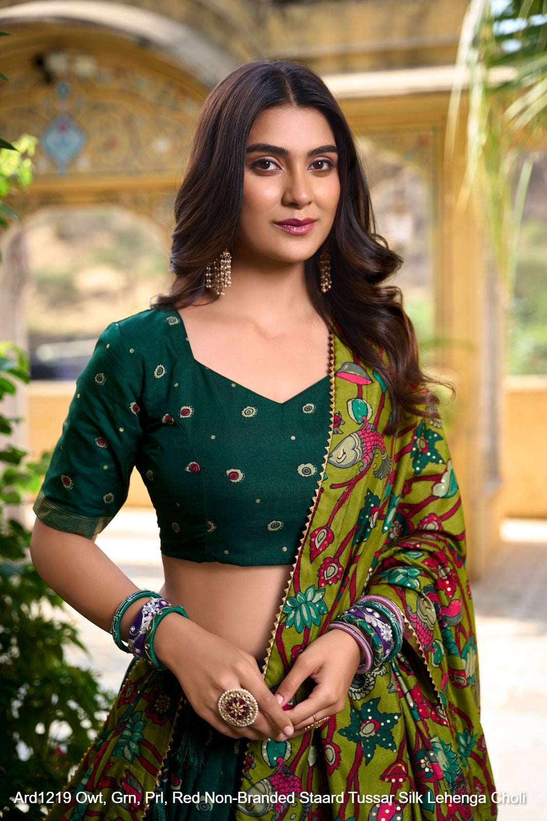 Ard1219 Owt, Grn, Prl, Red Non-Branded Staard Tussar Silk Lehenga Choli