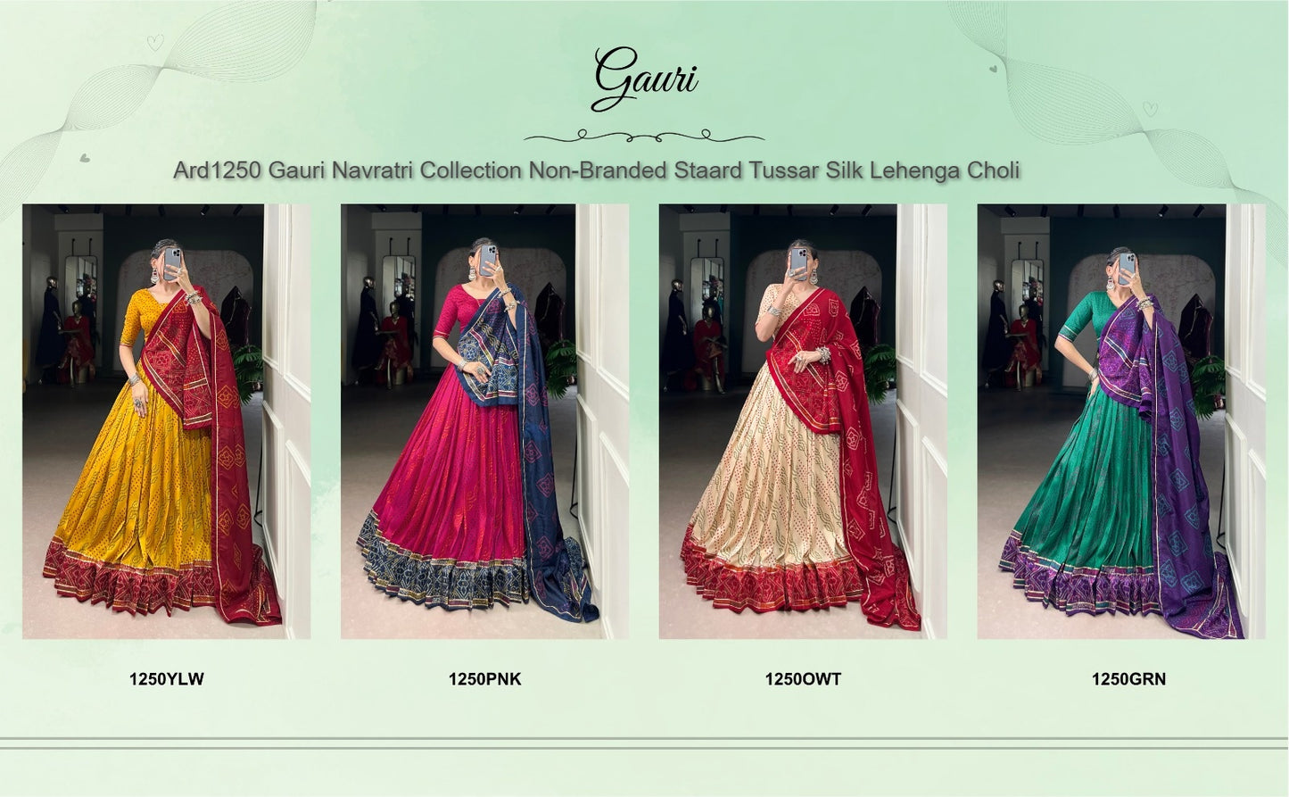 Ard1250 Gauri Navratri Collection Non-Branded Staard Tussar Silk Lehenga Choli