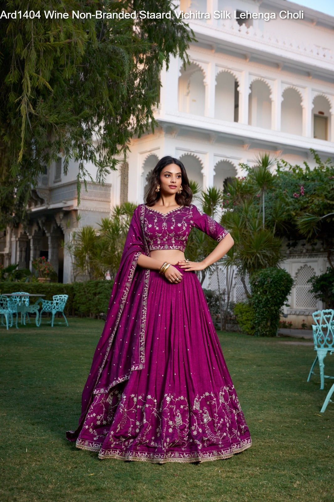 Ard1404 Wine Non-Branded Staard Vichitra Silk Lehenga Choli