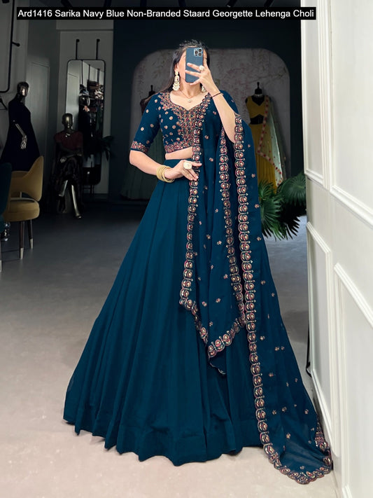 Ard1416 Sarika Navy Blue Non-Branded Staard Georgette Lehenga Choli