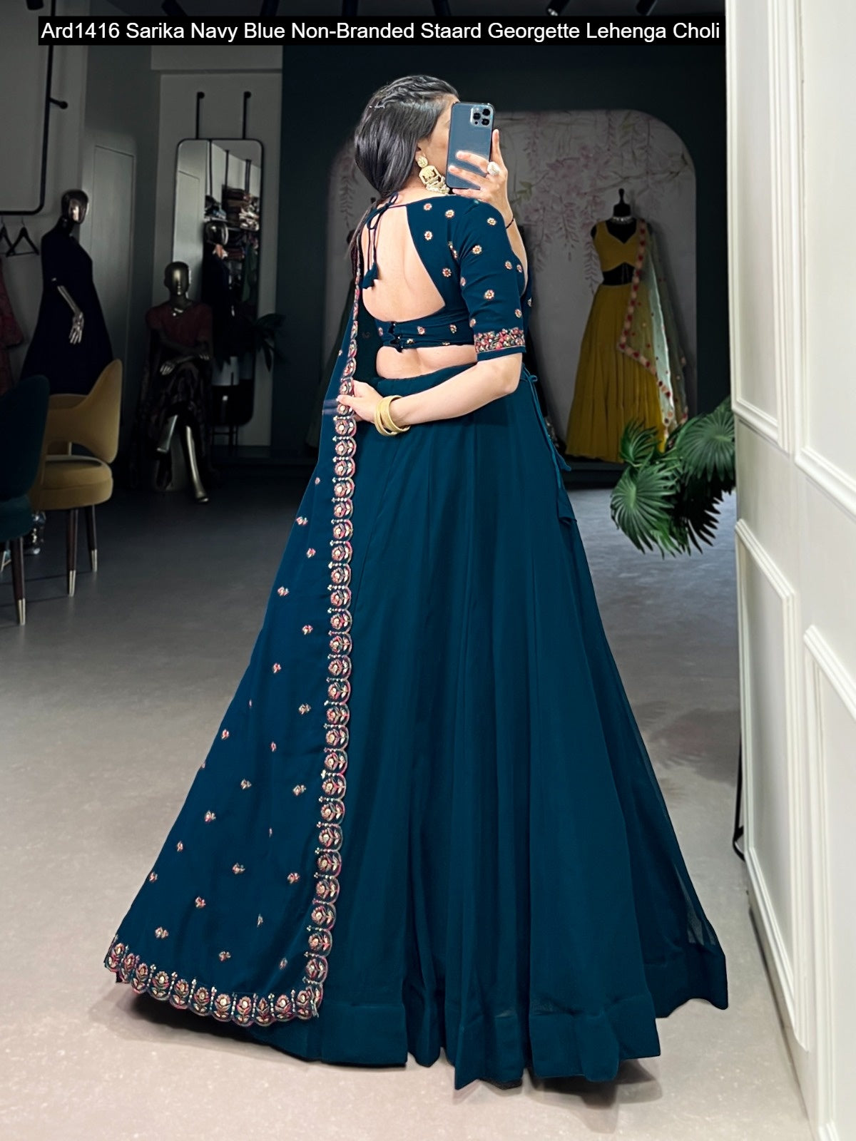 Ard1416 Sarika Navy Blue Non-Branded Staard Georgette Lehenga Choli