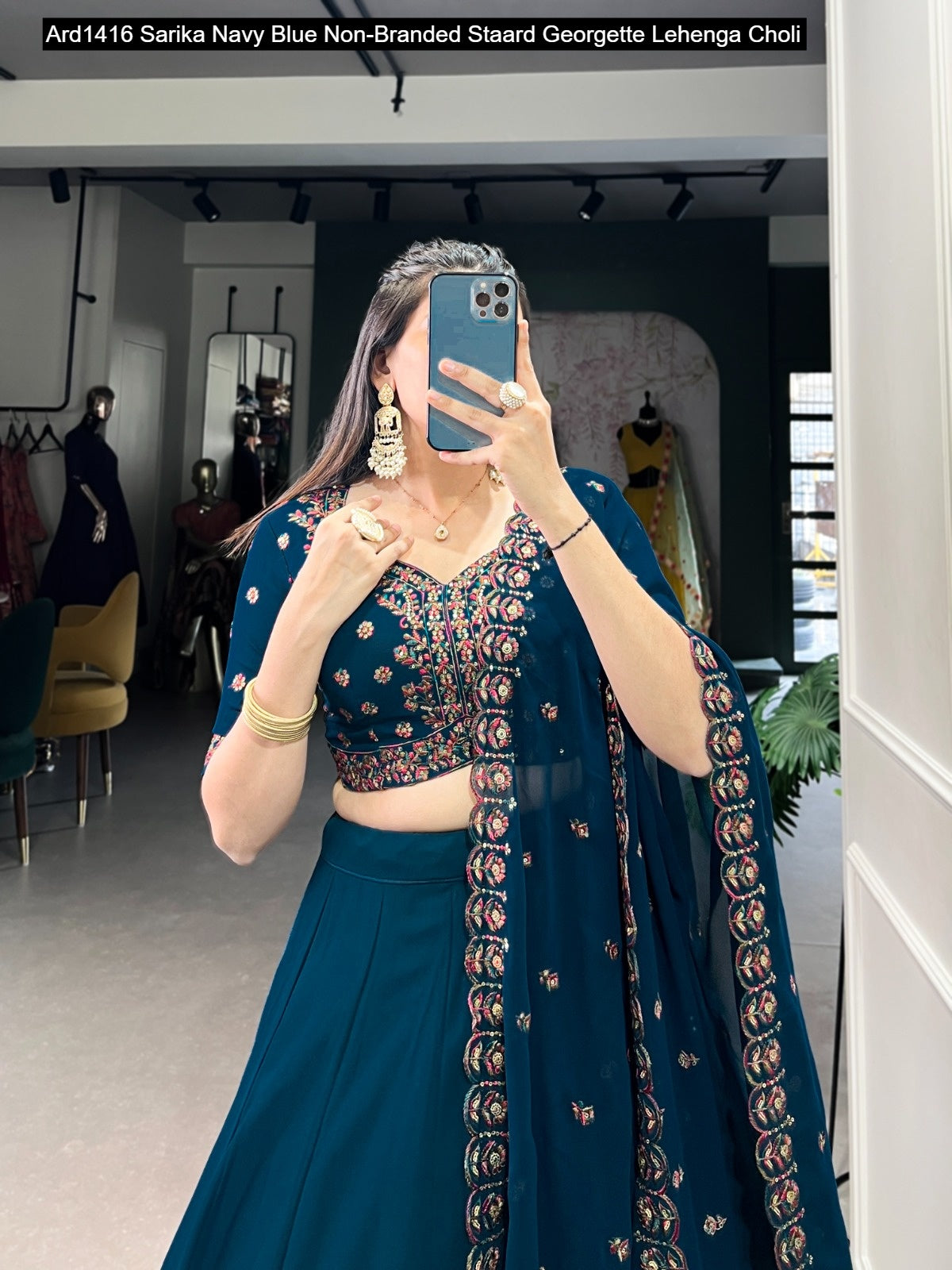 Ard1416 Sarika Navy Blue Non-Branded Staard Georgette Lehenga Choli
