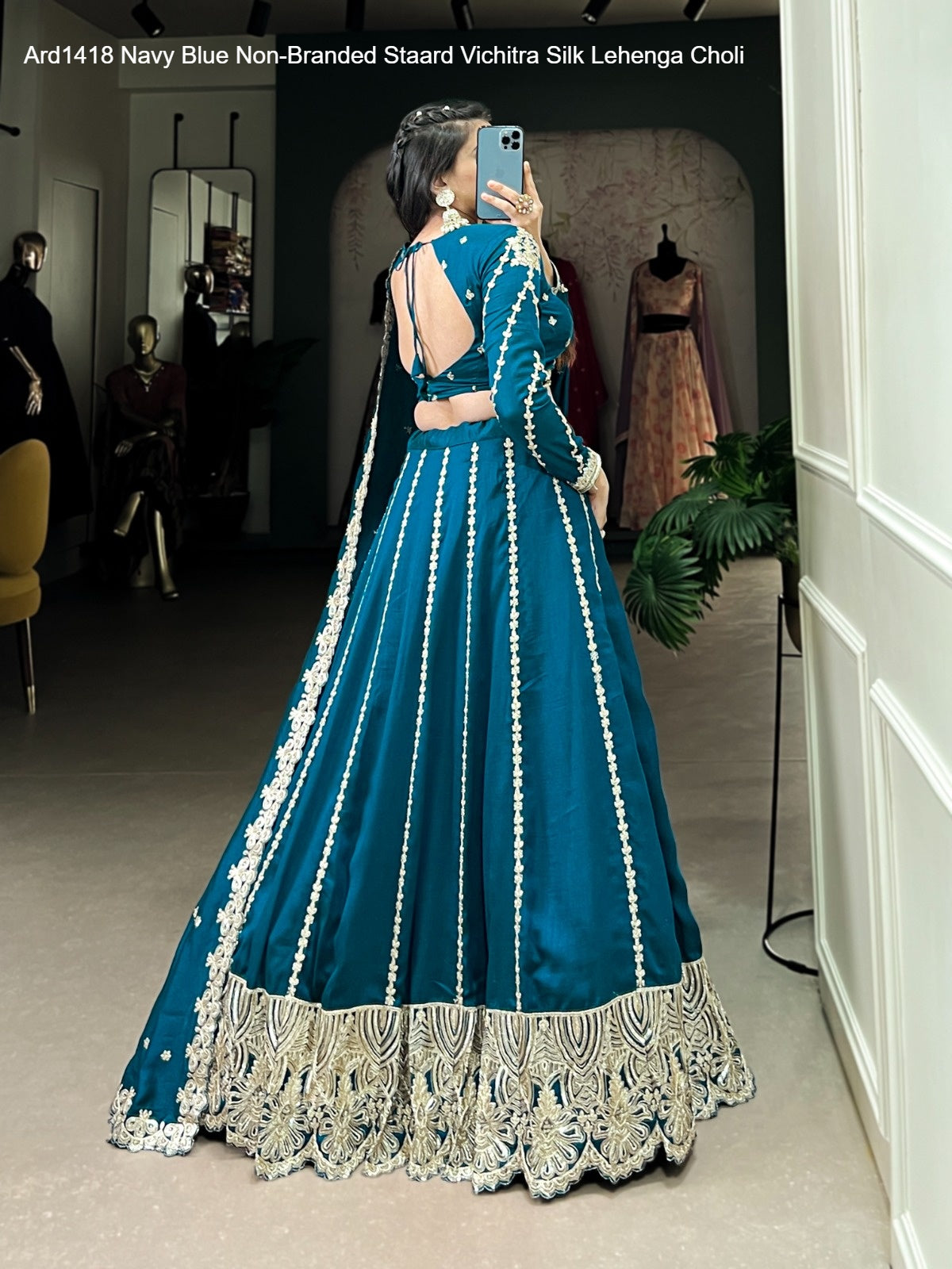 Ard1418 Navy Blue Non-Branded Staard Vichitra Silk Lehenga Choli