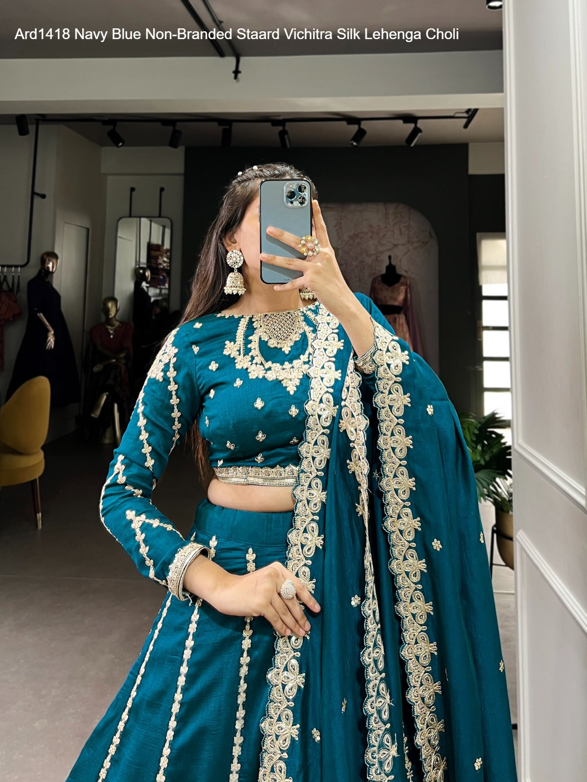 Ard1418 Navy Blue Non-Branded Staard Vichitra Silk Lehenga Choli