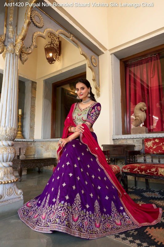 Ard1420 Purpal Non-Branded Staard Vichitra Silk Lehenga Choli