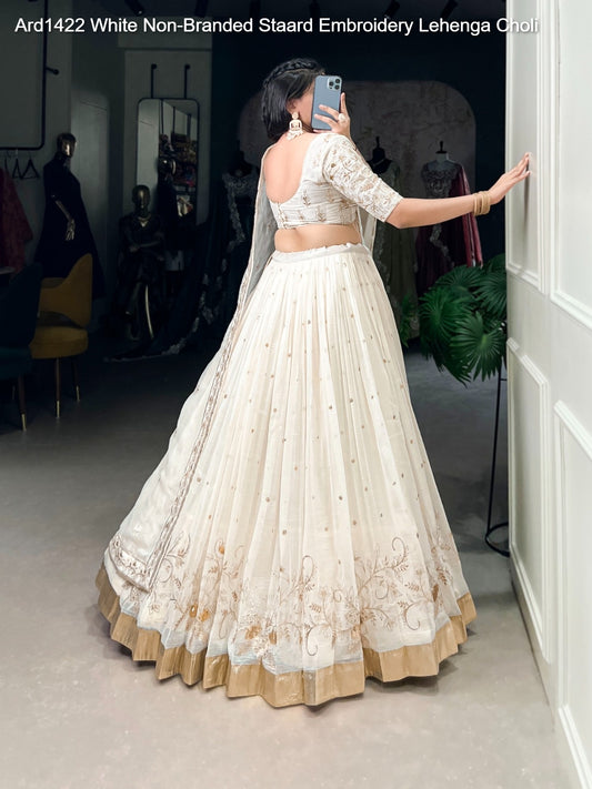 Ard1422 White Non-Branded Staard Embroidery Lehenga Choli