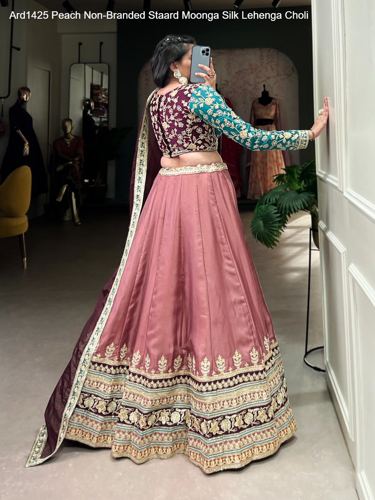 Ard1425 Peach Non-Branded Staard Moonga Silk Lehenga Choli