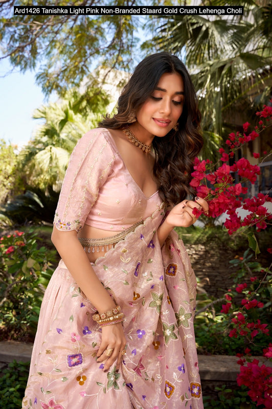 Ard1426 Tanishka Light Pink Non-Branded Staard Gold Crush Lehenga Choli