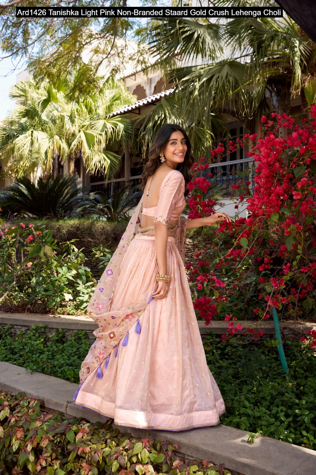 Ard1426 Tanishka Light Pink Non-Branded Staard Gold Crush Lehenga Choli