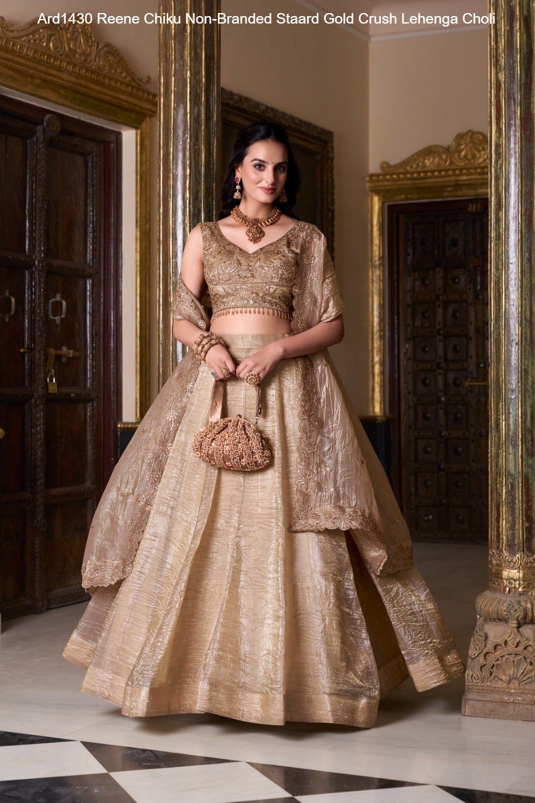 Ard1430 Reene Chiku Non-Branded Staard Gold Crush Lehenga Choli
