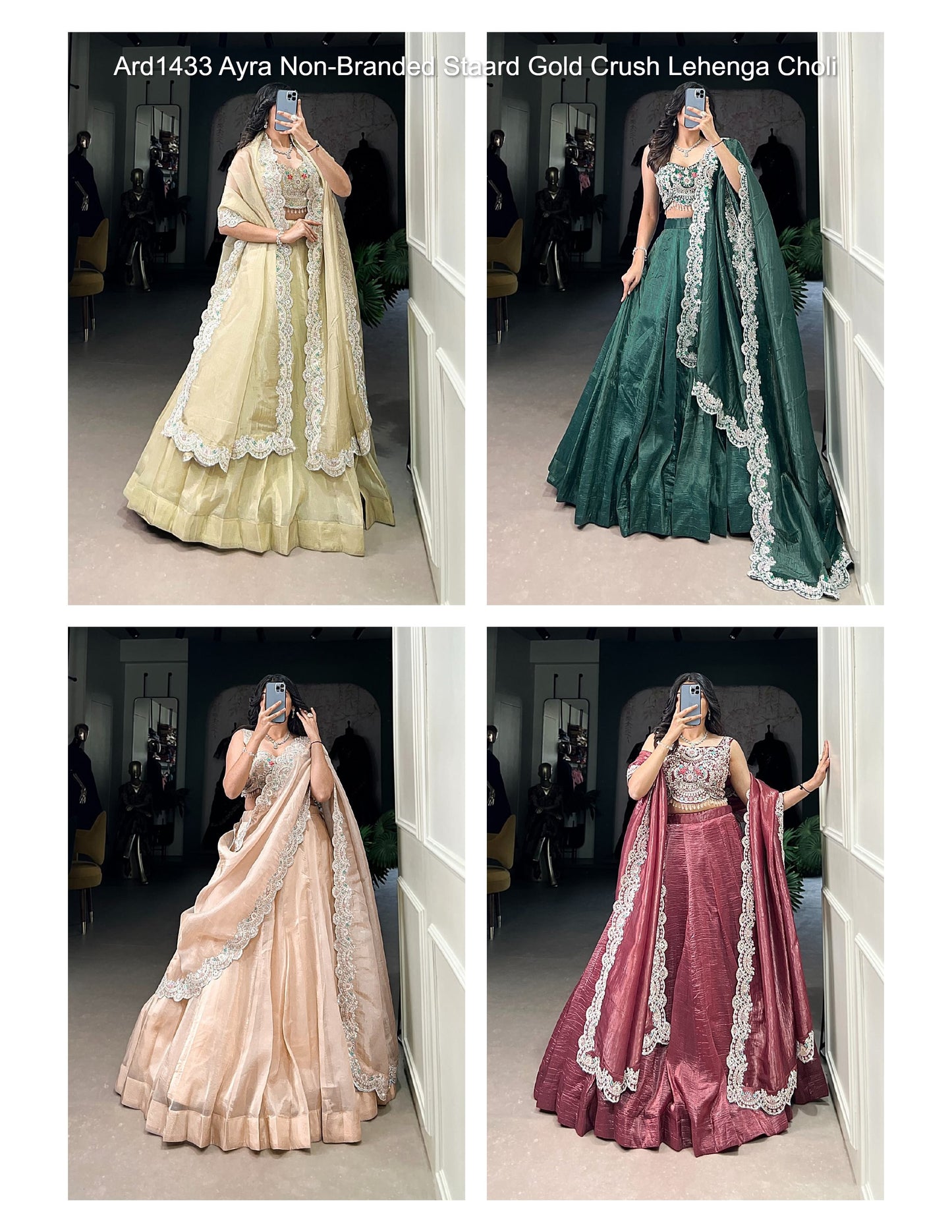 Ard1433 Ayra Non-Branded Staard Gold Crush Lehenga Choli