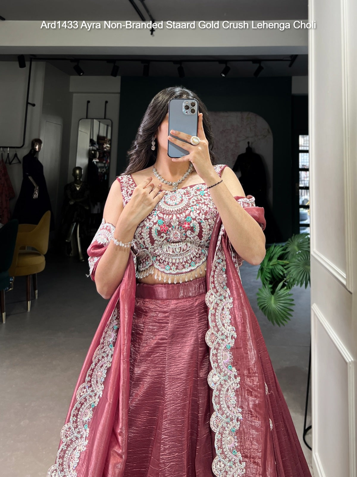 Ard1433 Ayra Non-Branded Staard Gold Crush Lehenga Choli