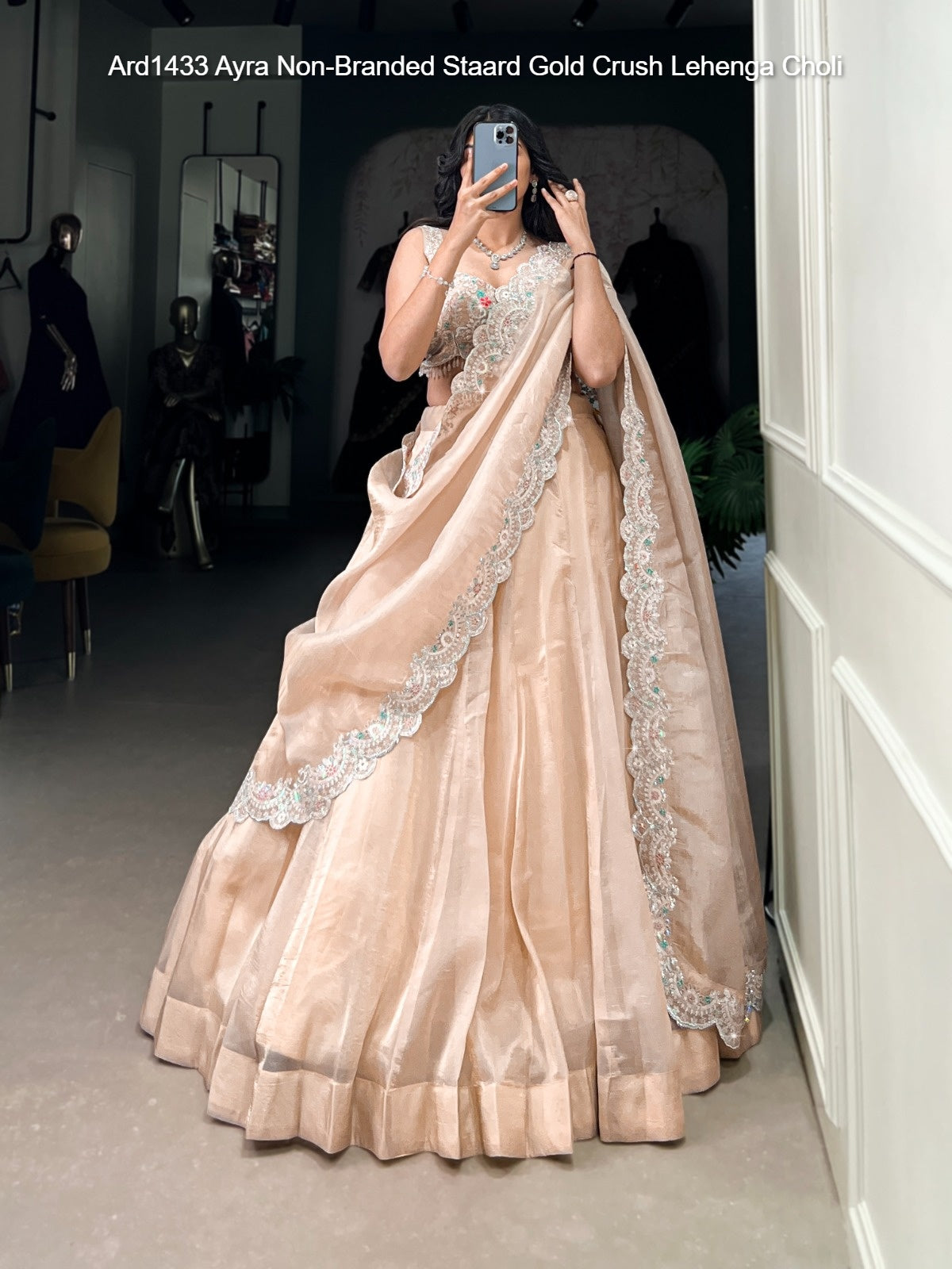Ard1433 Ayra Non-Branded Staard Gold Crush Lehenga Choli