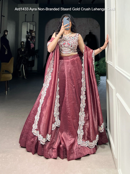 Ard1433 Ayra Non-Branded Staard Gold Crush Lehenga Choli