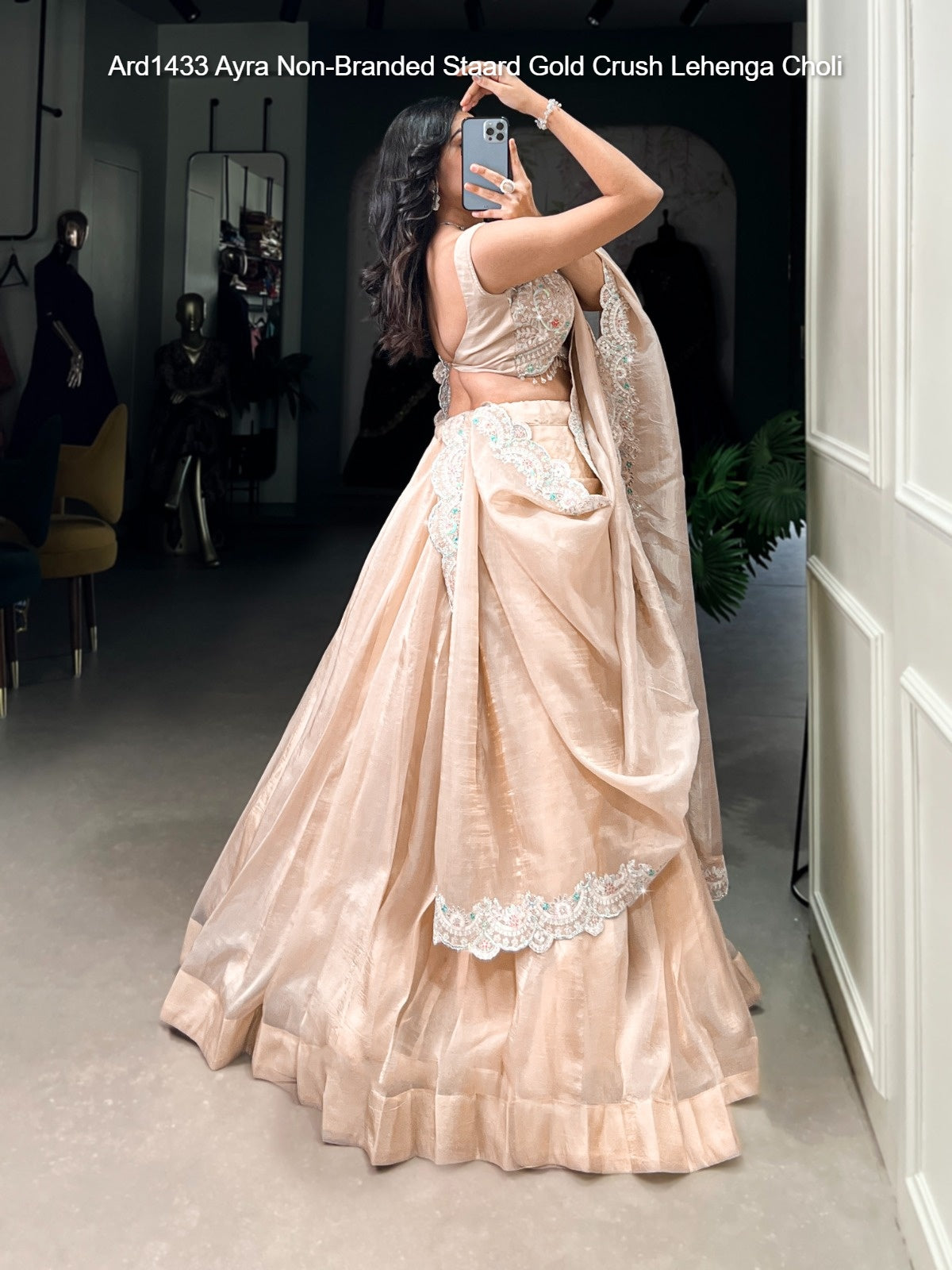 Ard1433 Ayra Non-Branded Staard Gold Crush Lehenga Choli