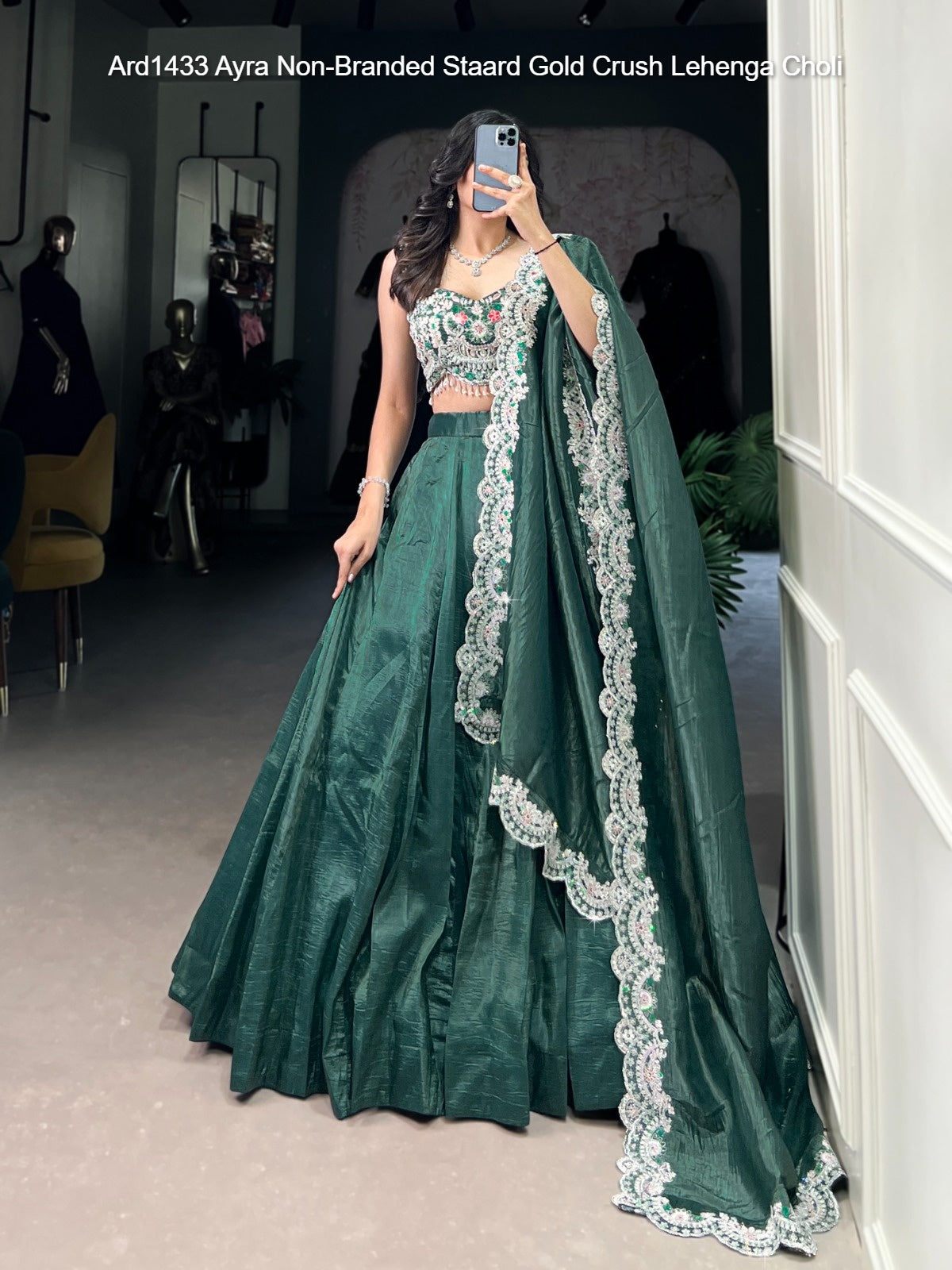 Ard1433 Ayra Non-Branded Staard Gold Crush Lehenga Choli