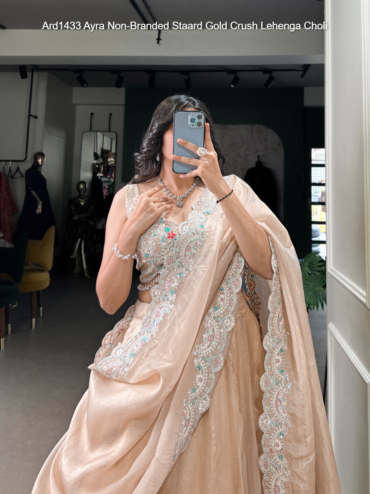 Ard1433 Ayra Non-Branded Staard Gold Crush Lehenga Choli