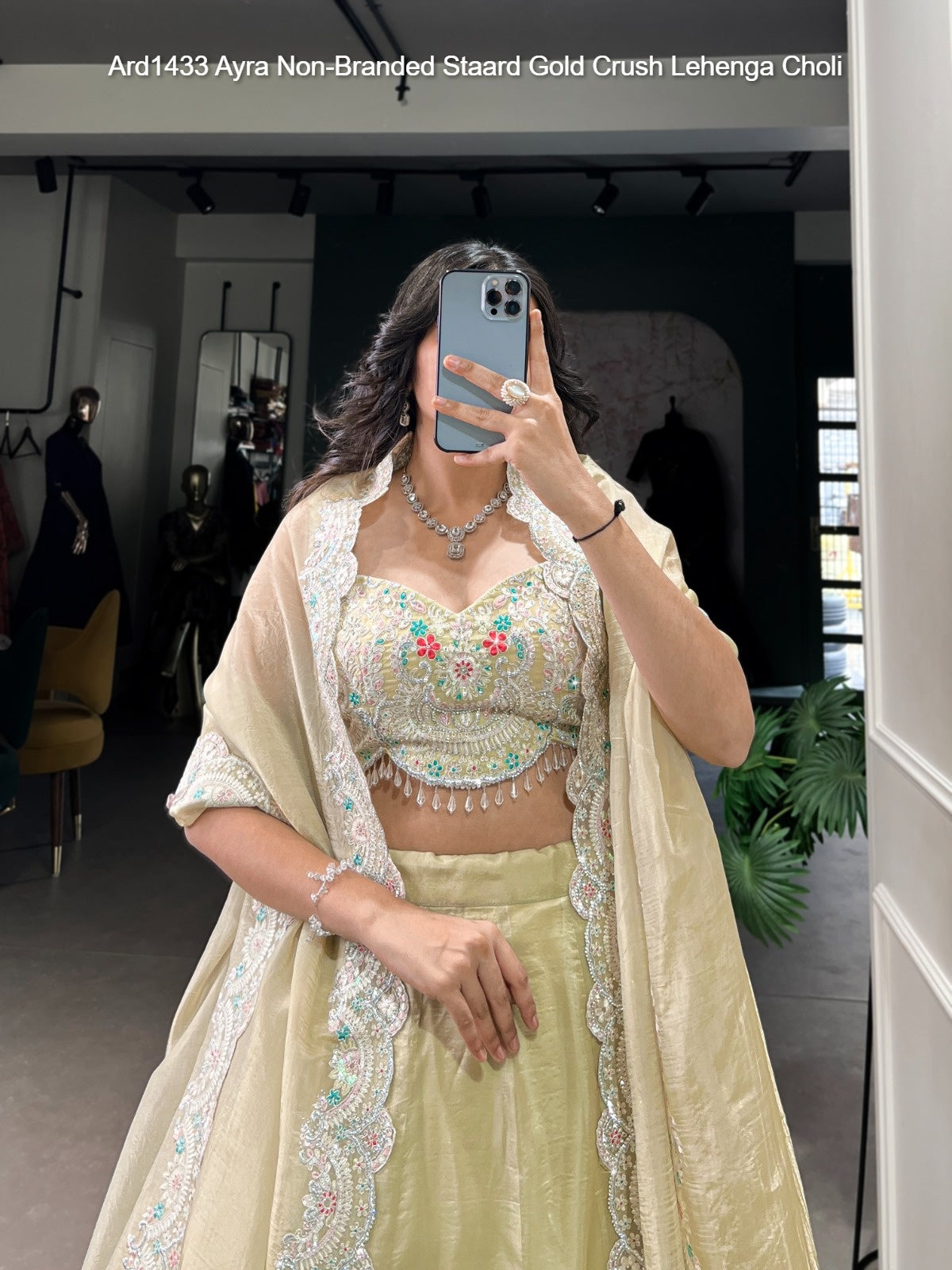 Ard1433 Ayra Non-Branded Staard Gold Crush Lehenga Choli