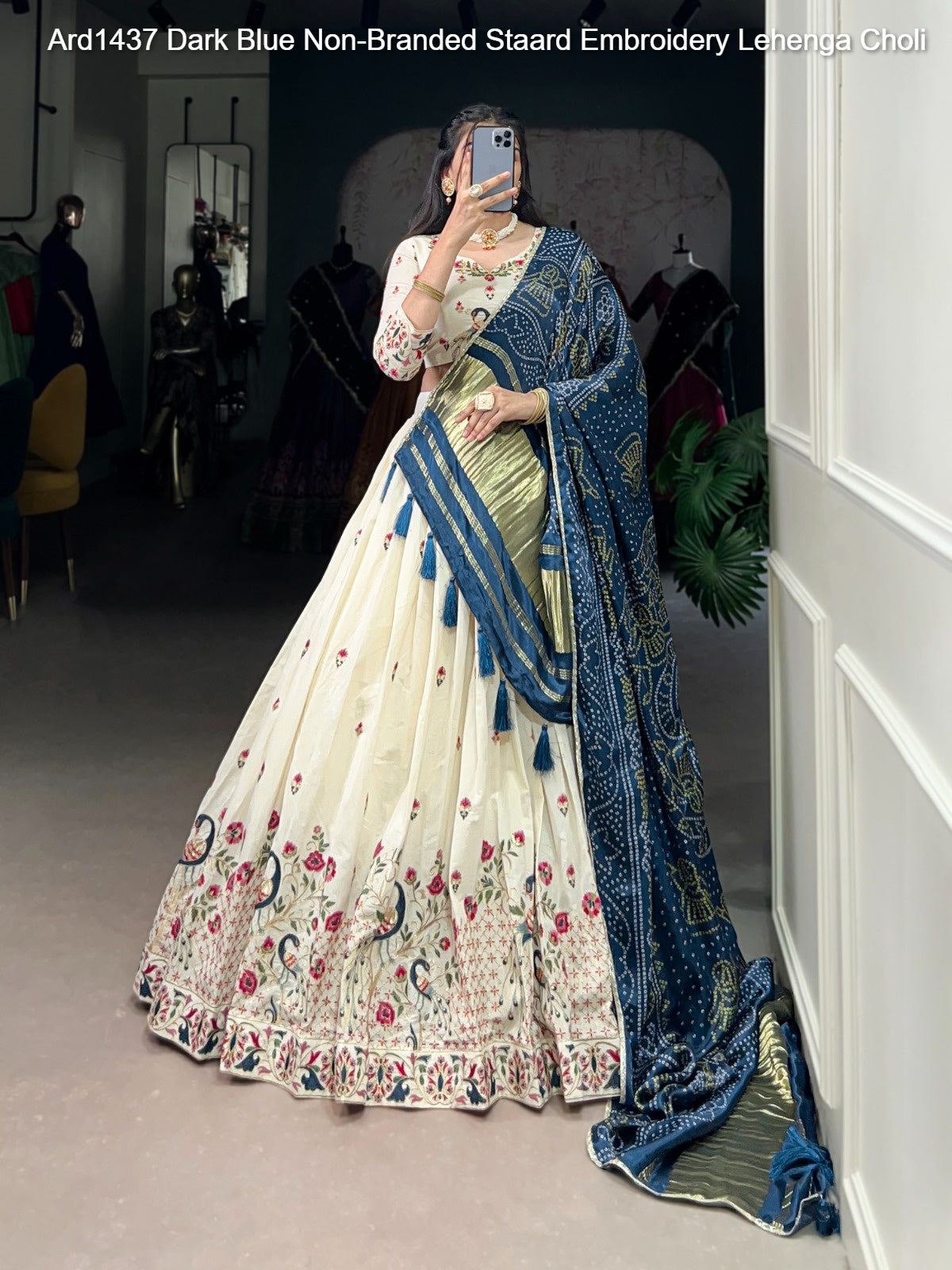 Ard1437 Dark Blue Non-Branded Staard Embroidery Lehenga Choli